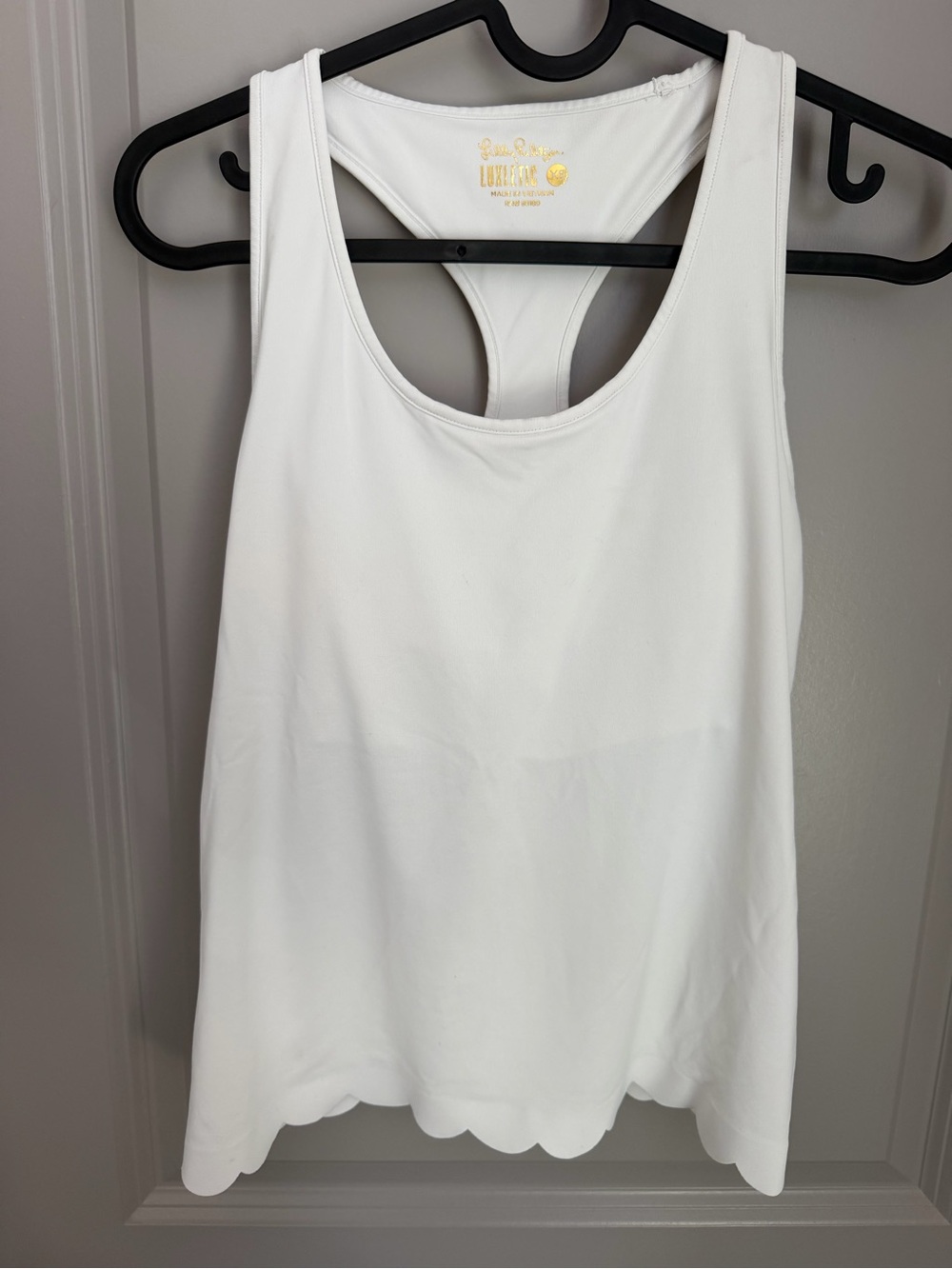 Lilly Pulitzer Luxletic White Racerback Built-In Bra Stretch Tank Top Womens XS